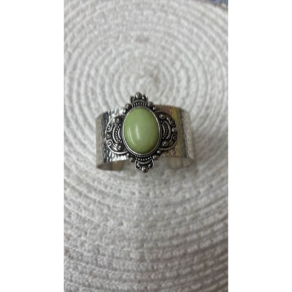#7. Sage Stone Cuff Bracelet